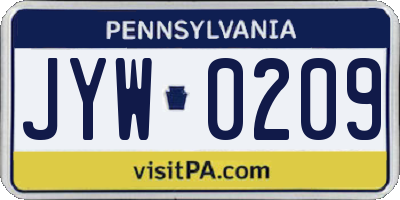 PA license plate JYW0209