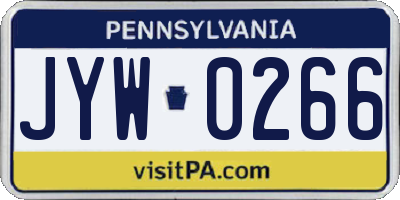 PA license plate JYW0266