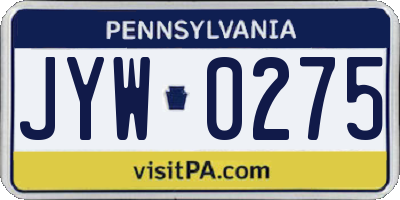 PA license plate JYW0275
