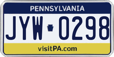 PA license plate JYW0298