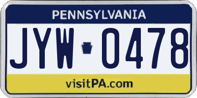 PA license plate JYW0478