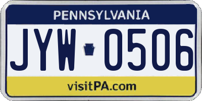 PA license plate JYW0506
