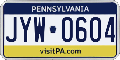 PA license plate JYW0604