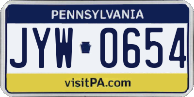 PA license plate JYW0654