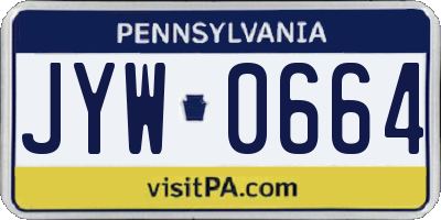 PA license plate JYW0664