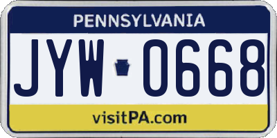 PA license plate JYW0668