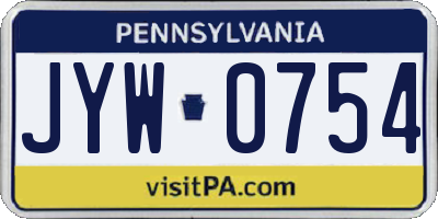 PA license plate JYW0754