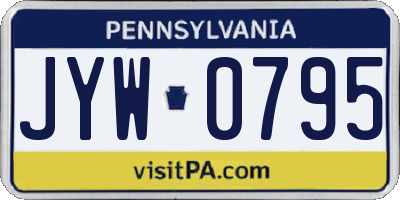 PA license plate JYW0795