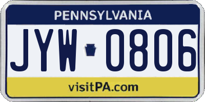PA license plate JYW0806