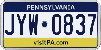 PA license plate JYW0837