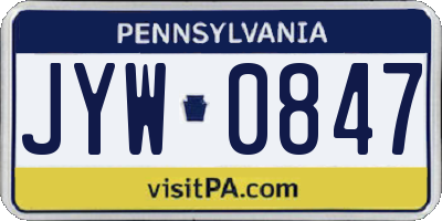 PA license plate JYW0847