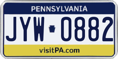 PA license plate JYW0882