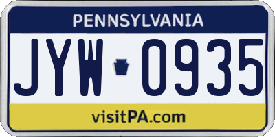 PA license plate JYW0935