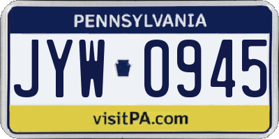 PA license plate JYW0945