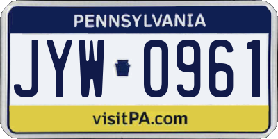 PA license plate JYW0961