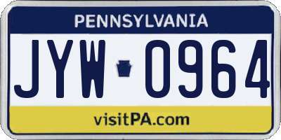 PA license plate JYW0964