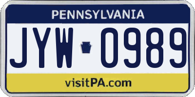 PA license plate JYW0989