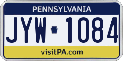 PA license plate JYW1084