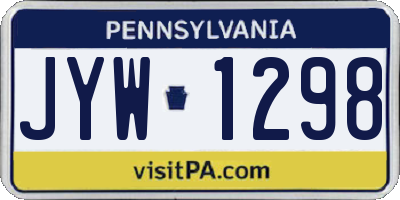 PA license plate JYW1298