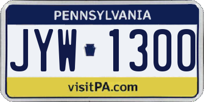 PA license plate JYW1300