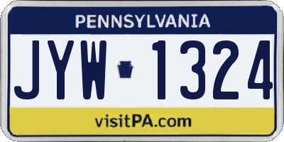 PA license plate JYW1324