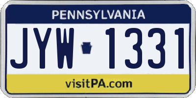 PA license plate JYW1331