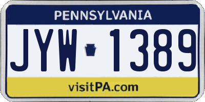 PA license plate JYW1389