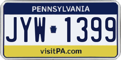 PA license plate JYW1399