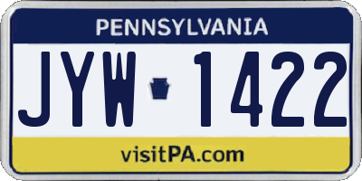 PA license plate JYW1422