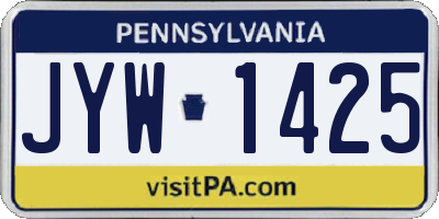 PA license plate JYW1425