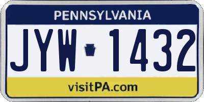 PA license plate JYW1432
