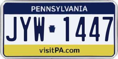 PA license plate JYW1447