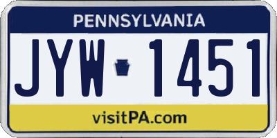 PA license plate JYW1451