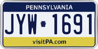 PA license plate JYW1691