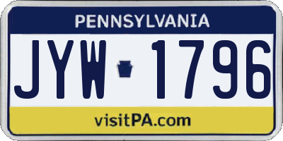 PA license plate JYW1796