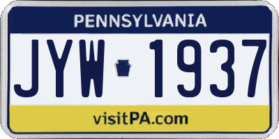 PA license plate JYW1937