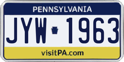 PA license plate JYW1963