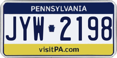 PA license plate JYW2198