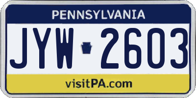 PA license plate JYW2603
