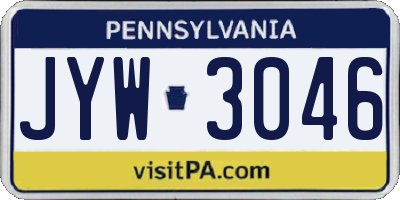 PA license plate JYW3046