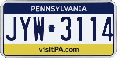 PA license plate JYW3114