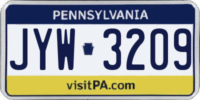 PA license plate JYW3209