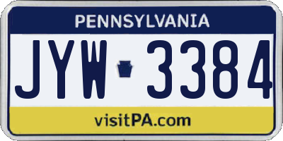 PA license plate JYW3384
