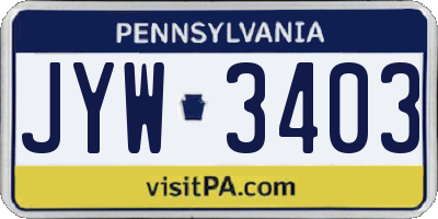 PA license plate JYW3403