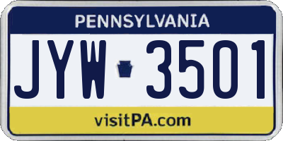 PA license plate JYW3501
