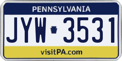 PA license plate JYW3531