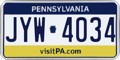 PA license plate JYW4034