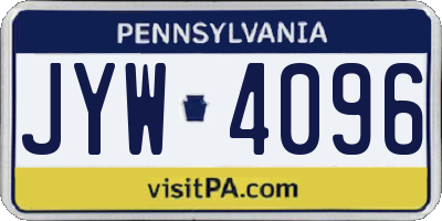 PA license plate JYW4096