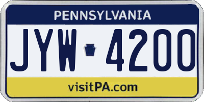 PA license plate JYW4200
