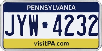 PA license plate JYW4232